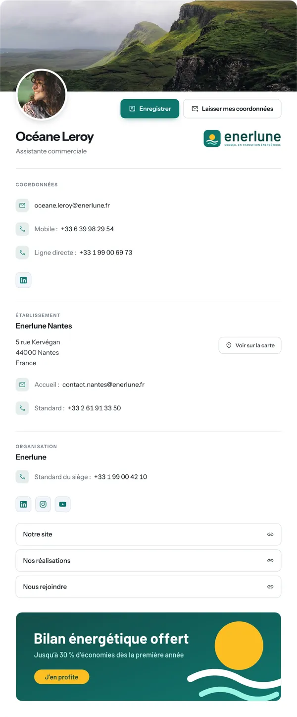 Page de profil publique d'une collaboratrice
