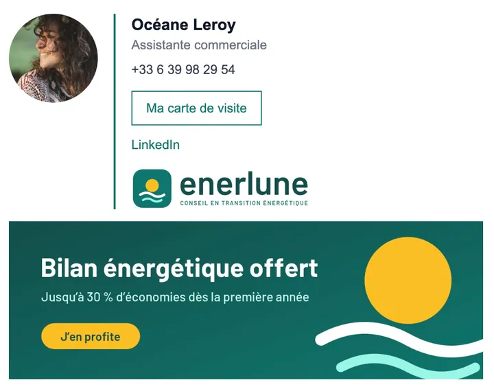 Signature email avec bannière marketing